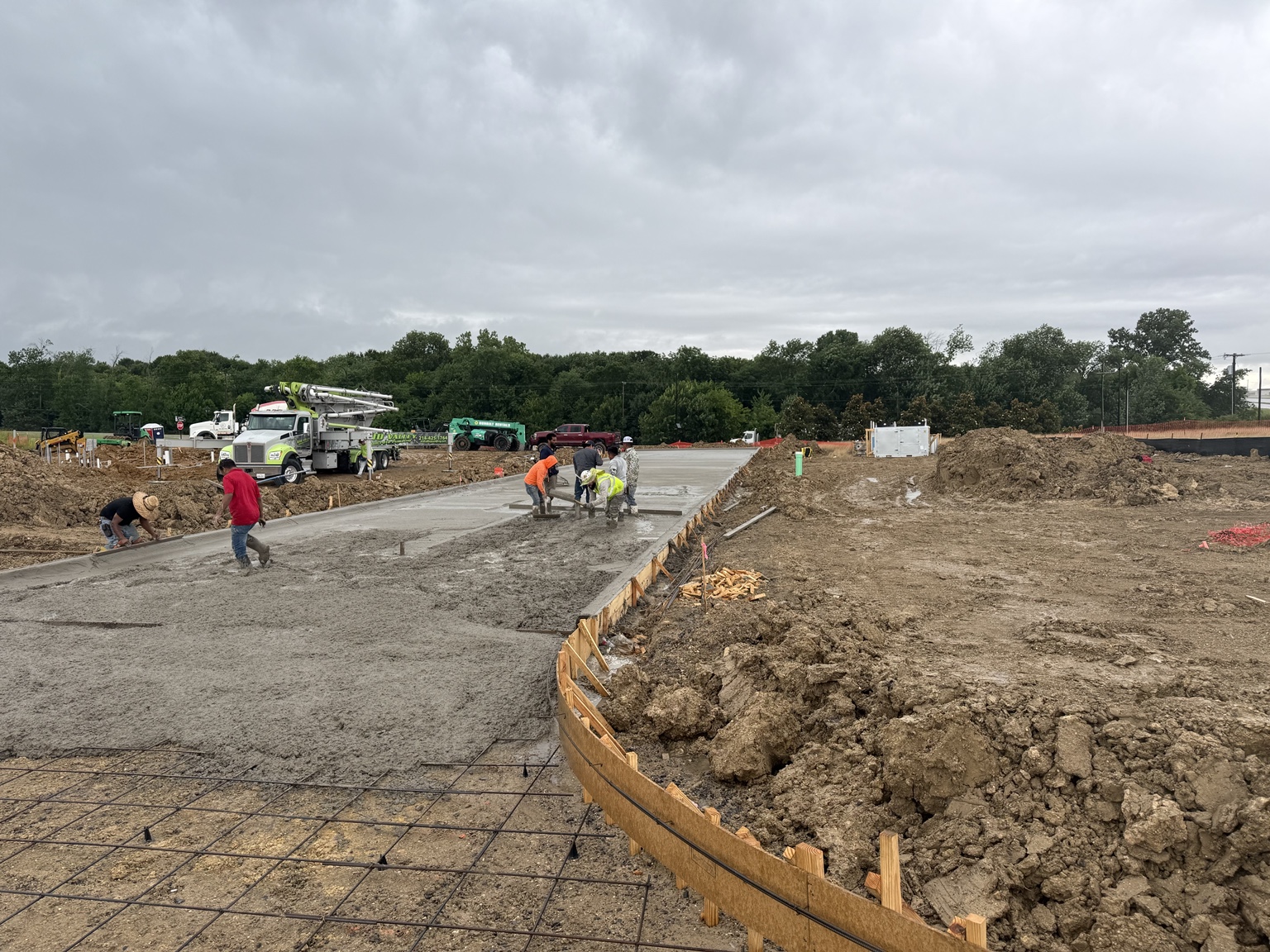 Foundation formwork and reinforcing steel at a jobsite